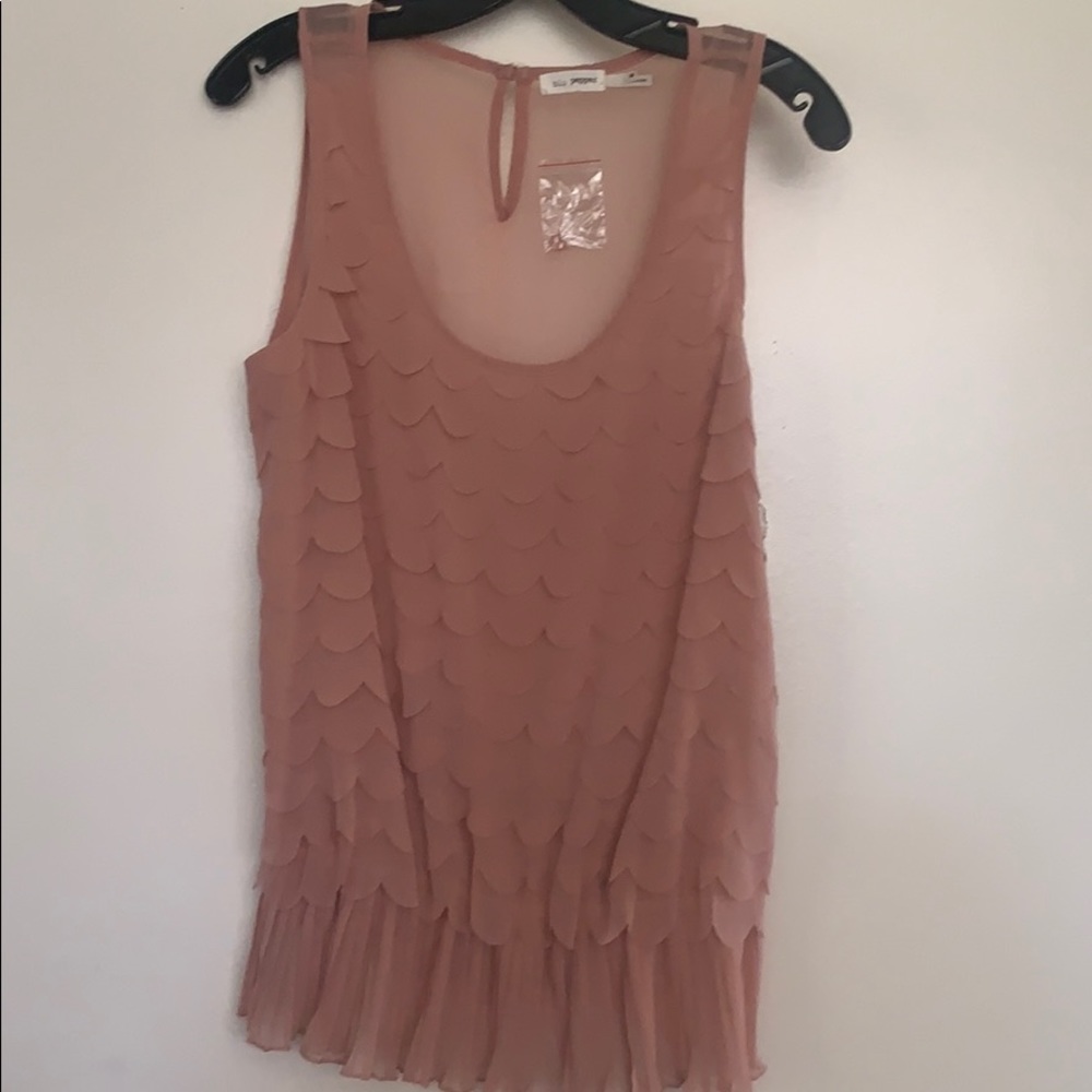 Blue Pepper “waves” pattern sheer blouse. Medium
